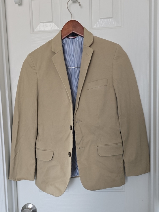 Tommy Hilfiger Other - Tommy Hilfiger Boys Khaki Cotton Blazer Jacket Size 12 2 Button Formal